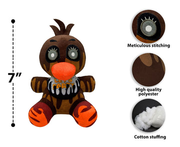 Phantom Chica Plush Birthday Gift For Kids, Chica Plush With Soft And Comfortable Cotton, Decor Toy Chica Plush, Nightmare Chica Plushie For All Ages, 7 Inch game plush.
