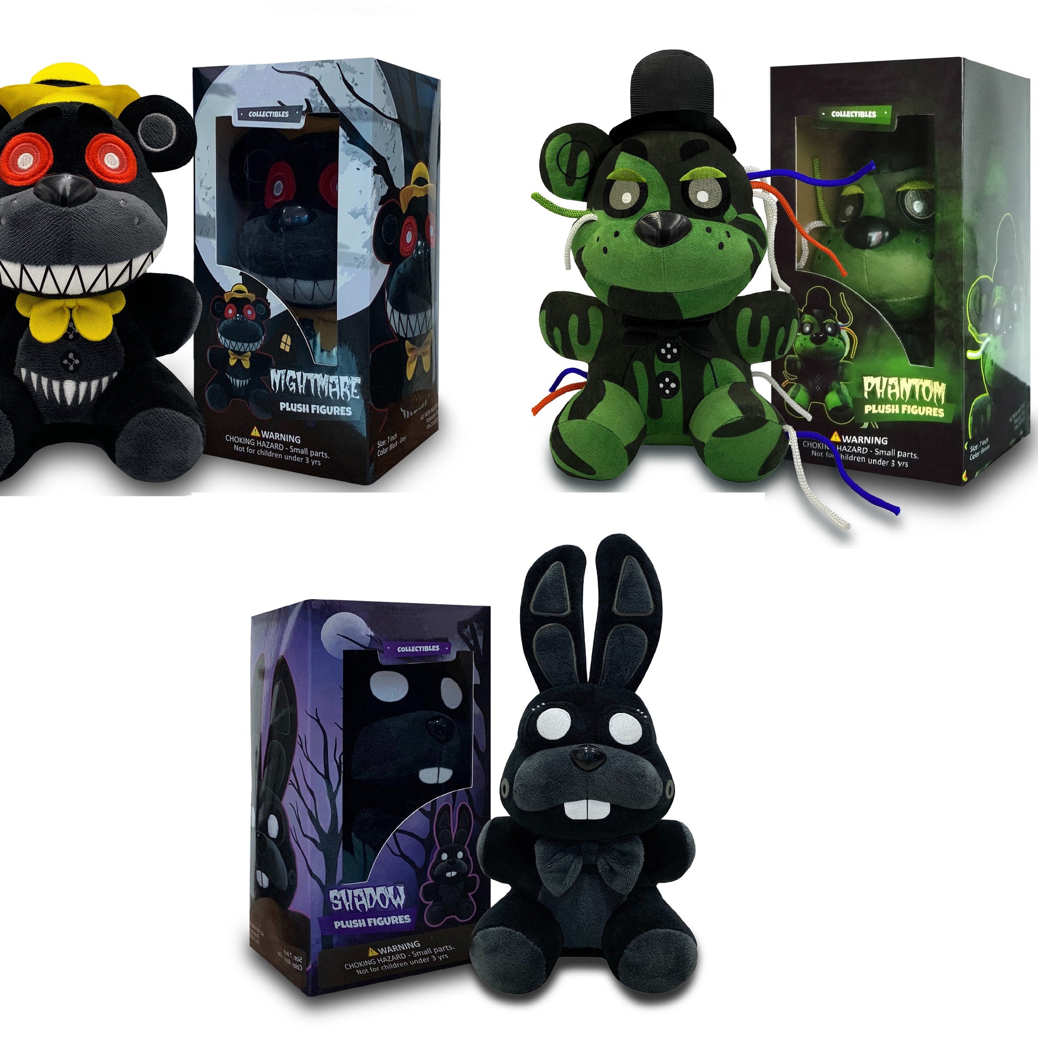 VNKVTL Collectible Stuffed Combo 3 Character Nightmare Plush + Phantom Freddy Plush + Shadow Bonnie Plush Birthday Gift For Kids, For All Ages, 7 plush