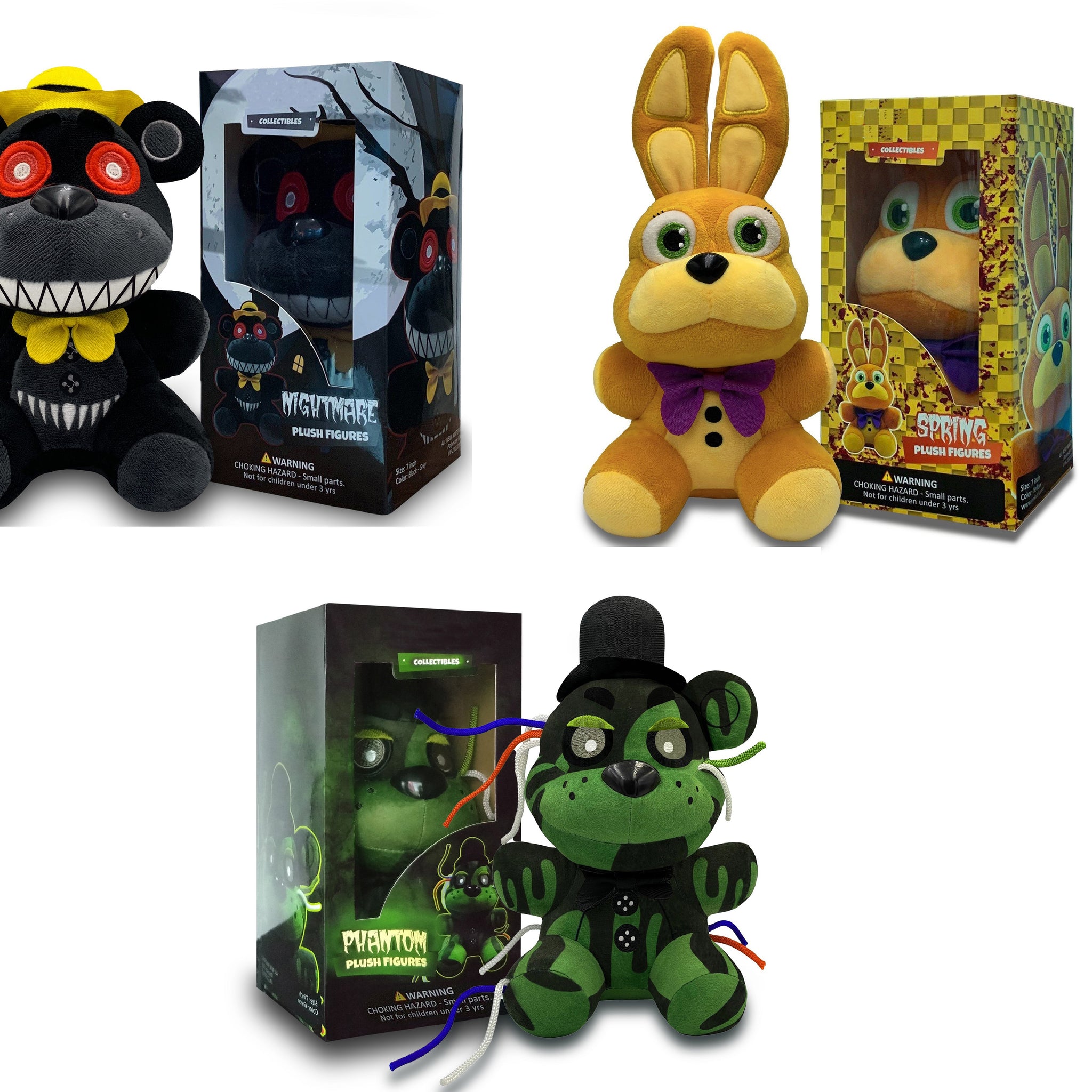 VNKVTL Collectible Stuffed Combo 3 Character Nightmare Plush + Spring Bonnie Plush + Phantom Freddy Plush Birthday Gift For Kids, For All Ages, 7 plush